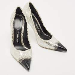 Pre Owned Tom Ford Silver Texture Leather Ombre Pumps Size 37.5