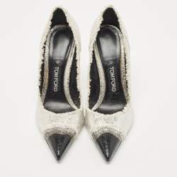 Pre Owned Tom Ford Silver Texture Leather Ombre Pumps Size 37.5