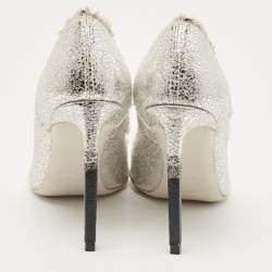 Pre Owned Tom Ford Silver Texture Leather Ombre Pumps Size 37.5