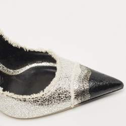 Pre Owned Tom Ford Silver Texture Leather Ombre Pumps Size 37.5