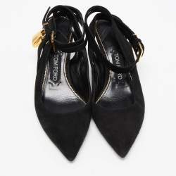 Tom Ford Black  Suede Pointed Toe Pumps Size 37.5