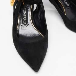 Tom Ford Black  Suede Pointed Toe Pumps Size 37.5