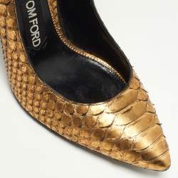 Tom Ford Gold Python Leather Padlock Pumps Size 37.5
