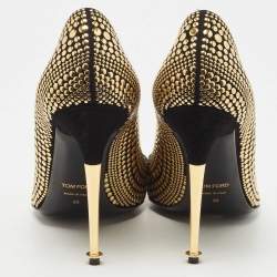 Pre Owned Tom Ford Black/Gold Studded Suede Pointed Toe Pumps Size 39