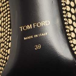 Pre Owned Tom Ford Black/Gold Studded Suede Pointed Toe Pumps Size 39