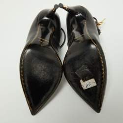 Tom Ford Black Leather Padlock Ankle Wrap Pumps Size 37