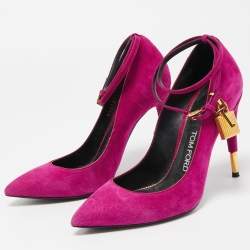 Tom Ford Purple Suede Pointed Toe Padlock Pumps Size 36.5