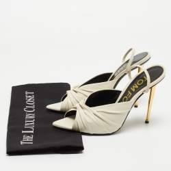 Pre Owned Tom Ford White Leather Open Toe Slingback Sandals Size 38.5