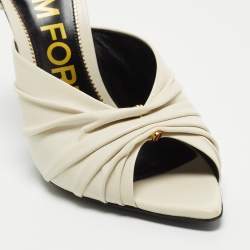 Pre Owned Tom Ford White Leather Open Toe Slingback Sandals Size 38.5