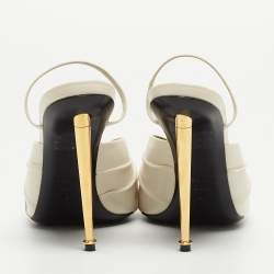 Pre Owned Tom Ford White Leather Open Toe Slingback Sandals Size 38.5