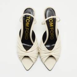 Pre Owned Tom Ford White Leather Open Toe Slingback Sandals Size 38.5