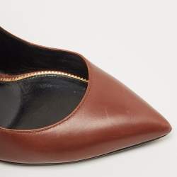 Pre Owned Tom Ford Brown Leather Padlock Pumps Size 38.5