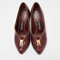 Tom Ford Burgundy Python Zipper Detail Pumps Size 38.5