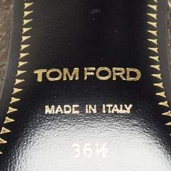 Pre Owned Tom Ford Grey Metallic Python Padlock Ankle Wrap Pumps Size 36.5