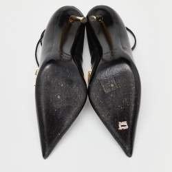 Pre Owned Tom Ford Black Leather Padlock Ankle Wrap Pumps Size 40