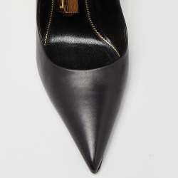 Pre Owned Tom Ford Black Leather Padlock Ankle Wrap Pumps Size 40