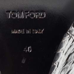 Tom Ford Silver Croc Embossed Leather Wedge Pumps Size 40