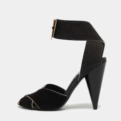 Pre Owned Tom Ford Black Suede Ankle Wrap Crisscross Sandals Size 37