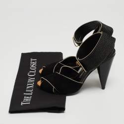 Pre Owned Tom Ford Black Suede Ankle Wrap Crisscross Sandals Size 37