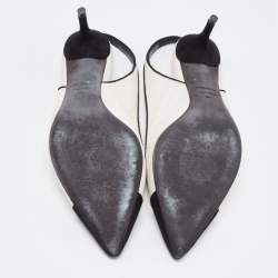 Tom Ford White/Black Embossed Lizard and Suede Slingback Pumps Size 40