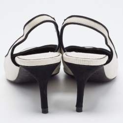 Tom Ford White/Black Embossed Lizard and Suede Slingback Pumps Size 40