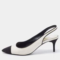 Tom Ford White/Black Embossed Lizard and Suede Slingback Pumps Size 40