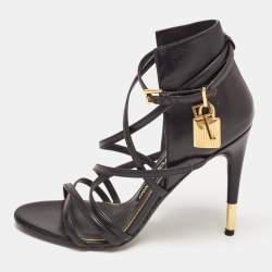 Tom Ford Black Leather Ankle Strap Sandals Size 37