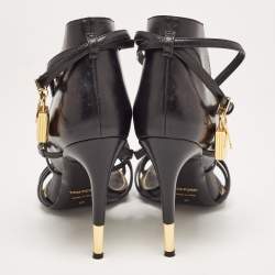 Tom Ford Black Leather Ankle Strap Sandals Size 37