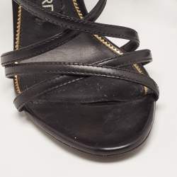 Tom Ford Black Leather Ankle Strap Sandals Size 37
