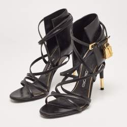 Tom Ford Black Leather Ankle Strap Sandals Size 37