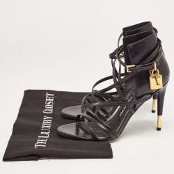 Tom Ford Black Leather Ankle Strap Sandals Size 37