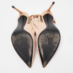 Pre Owned Tom Ford Beige Leather Padlock Pumps Size 39