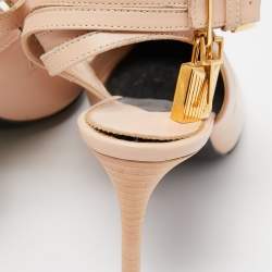 Pre Owned Tom Ford Beige Leather Padlock Pumps Size 39