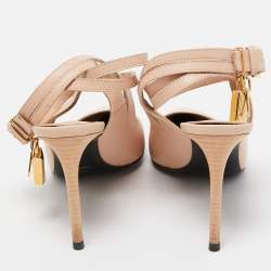 Pre Owned Tom Ford Beige Leather Padlock Pumps Size 39