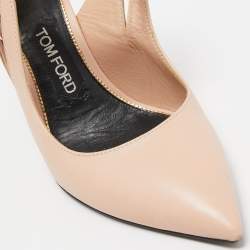 Pre Owned Tom Ford Beige Leather Padlock Pumps Size 39