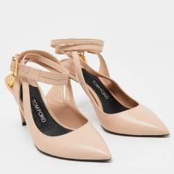 Pre Owned Tom Ford Beige Leather Padlock Pumps Size 39