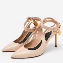 Pre Owned Tom Ford Beige Leather Padlock Pumps Size 39