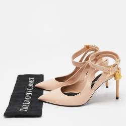 Pre Owned Tom Ford Beige Leather Padlock Pumps Size 39