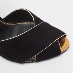 Tom Ford Black Suede Cross Ankle Wrap Peep Toe Sandals Size 39
