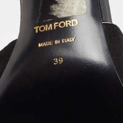 Tom Ford Black Suede Cross Ankle Wrap Peep Toe Sandals Size 39