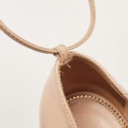 Pre Owned Tom Ford Beige Leather Peep Toe Padlock Pumps Size 36.5