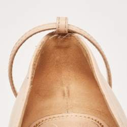 Pre Owned Tom Ford Beige Leather Peep Toe Padlock Pumps Size 36.5