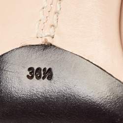 Pre Owned Tom Ford Beige Leather Peep Toe Padlock Pumps Size 36.5