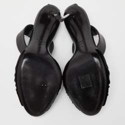 Tom Ford Black Velvet and Leather Ankle Strap Sandals Size 41
