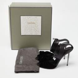 Tom Ford Black Velvet and Leather Ankle Strap Sandals Size 41