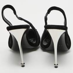 Pre Owned Tom Ford Black Velvet Crystal Embellished TF Slingback Pumps Size 37