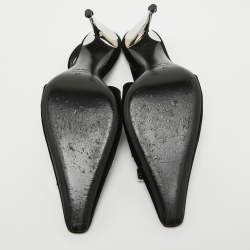 Pre Owned Tom Ford Black Velvet Crystal Embellished TF Slingback Pumps Size 37