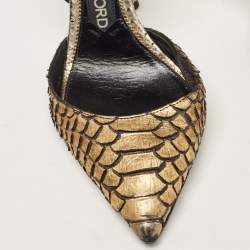 Tom Ford Gold/Silver Python D'orsay Pumps Size 39