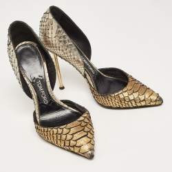 Tom Ford Gold/Silver Python D'orsay Pumps Size 39