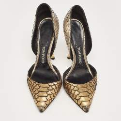 Tom Ford Gold/Silver Python D'orsay Pumps Size 39
